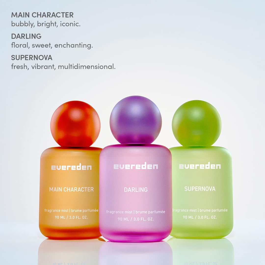 Evereden Fragrance Hair and Body Mist - Darling: Clean and Vegan Collectible Hair and Body Spray for Teen Girls - Amplify Your Self Expression with Iconic Scents in Aesthetic Bottles | Long-Lasting Strawberry, Rose & Vanilla Scent, Aesthetic Bottle, Clean