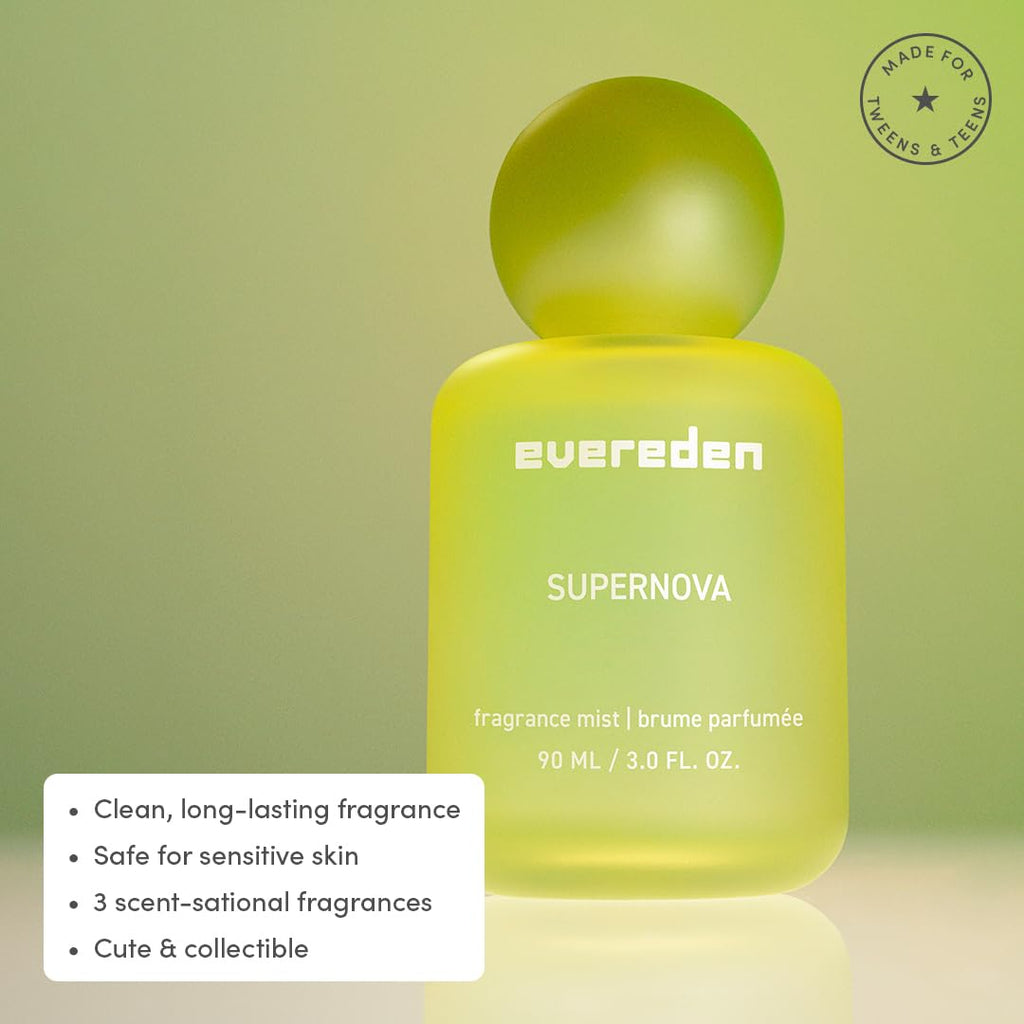 Evereden Fragrance Hair and Body Mist - Darling: Clean and Vegan Collectible Hair and Body Spray for Teen Girls - Amplify Your Self Expression with Iconic Scents in Aesthetic Bottles | Long-Lasting Strawberry, Rose & Vanilla Scent, Aesthetic Bottle, Clean
