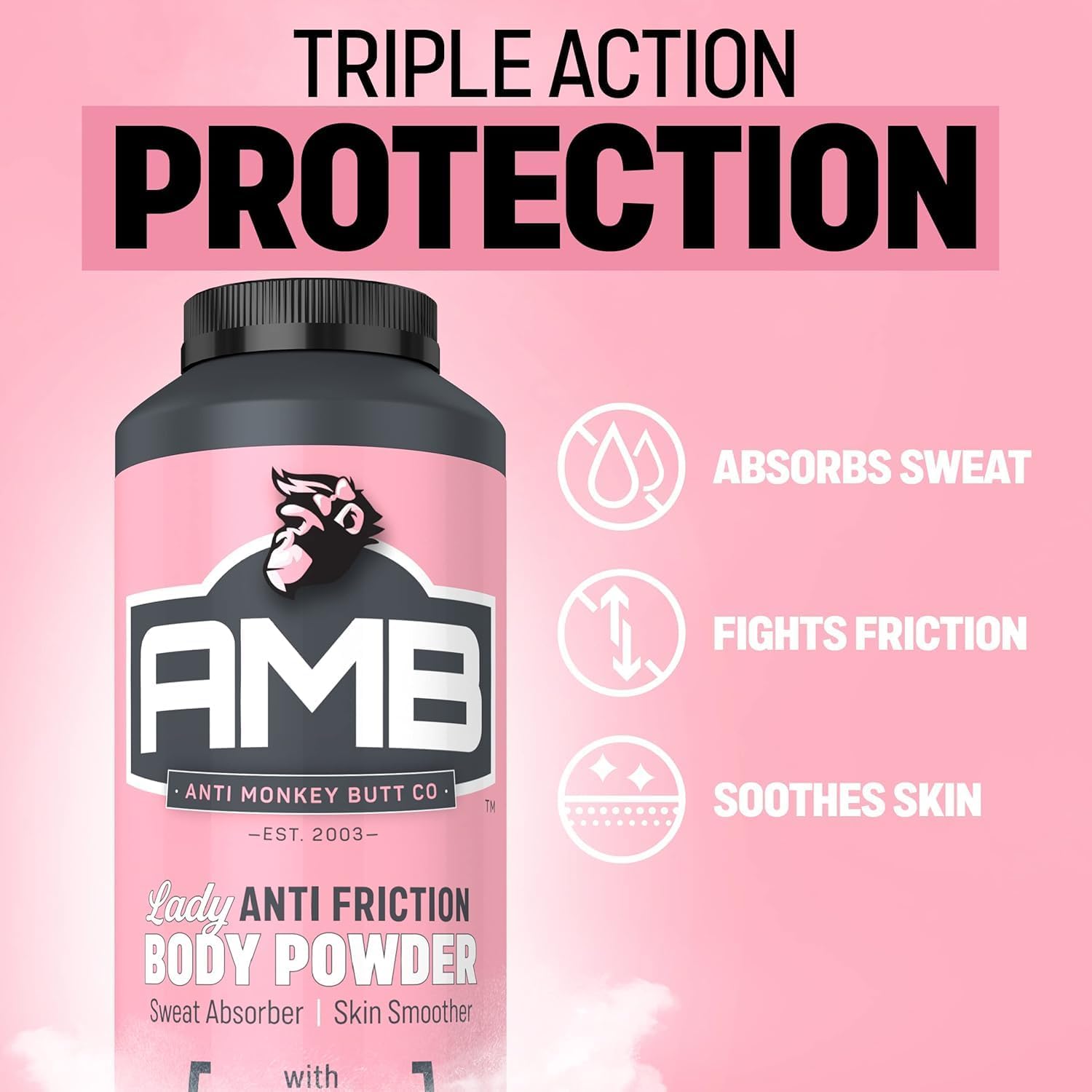 Anti Monkey Butt Body Powder for Women - Talc-Free Anti Chafing Powder for Sweat, Friction, & Itch Relief - Calamine Body Powder for Thigh Chafing, Skin Irritation, & Odor Control - 8 oz