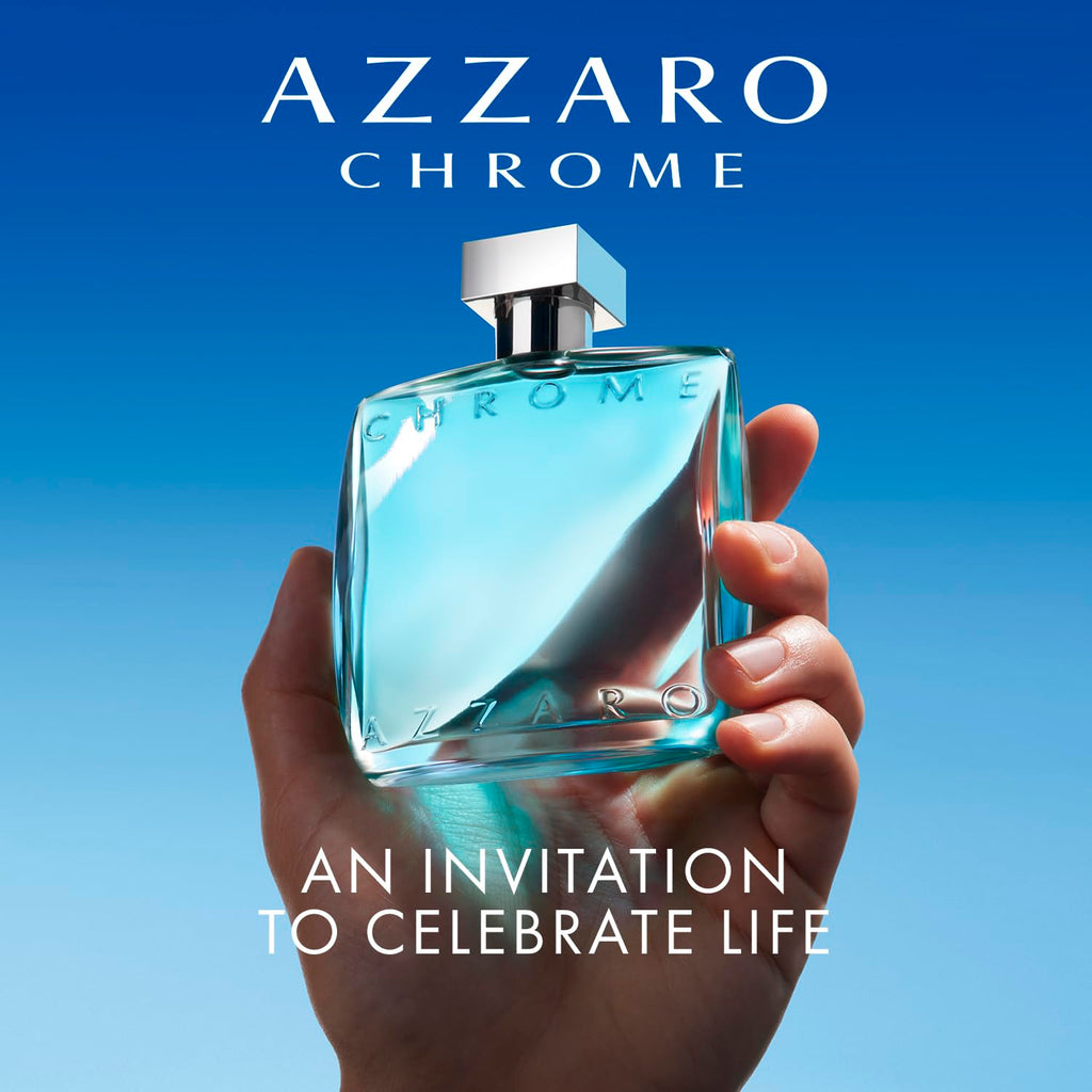Azzaro Chrome Eau de Toilette - Fresh Aquatic Mens Cologne - Citrus, Woody, Musky Fragrance -Fresh Notes of Bergamot - Everyday Wear - Classic Summer Beach Scent - Luxury Perfumes for Men