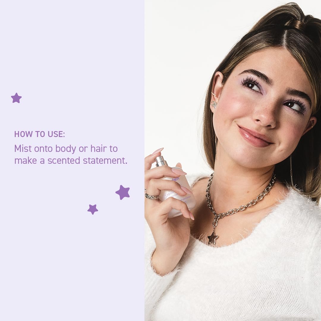 Evereden Fragrance Hair and Body Mist - Darling: Clean and Vegan Collectible Hair and Body Spray for Teen Girls - Amplify Your Self Expression with Iconic Scents in Aesthetic Bottles | Long-Lasting Strawberry, Rose & Vanilla Scent, Aesthetic Bottle, Clean