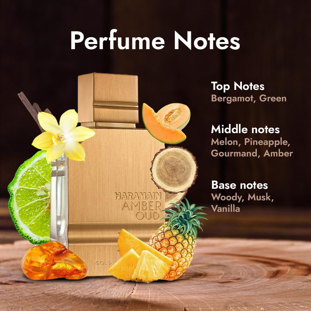 Al Haramain Amber Oud Gold Edition Eau De Parfum – 60ml Unisex Perfume with Atomizer – Arabian Perfumes for Women & Men, Sweet Aroma That Lasts, Arabic Cologne (Amber Oud)