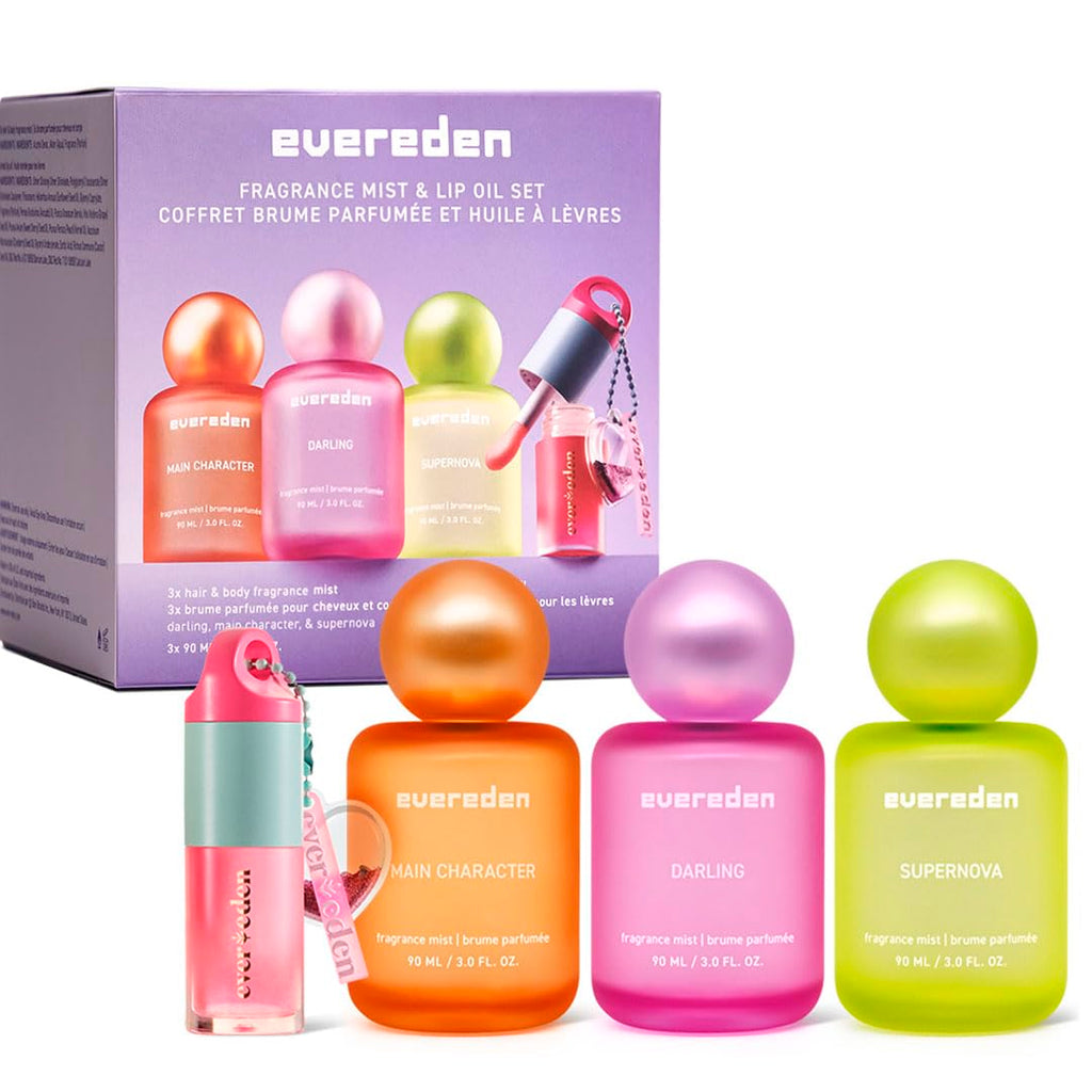 Evereden Fragrance Hair and Body Mist - Darling: Clean and Vegan Collectible Hair and Body Spray for Teen Girls - Amplify Your Self Expression with Iconic Scents in Aesthetic Bottles | Long-Lasting Strawberry, Rose & Vanilla Scent, Aesthetic Bottle, Clean
