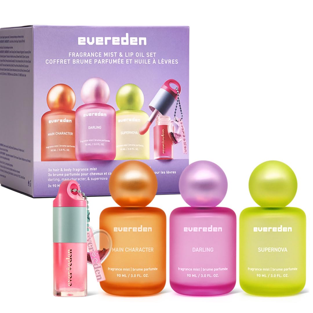 Evereden Fragrance Hair and Body Mist - Darling: Clean and Vegan Collectible Hair and Body Spray for Teen Girls - Amplify Your Self Expression with Iconic Scents in Aesthetic Bottles | Long-Lasting Strawberry, Rose & Vanilla Scent, Aesthetic Bottle, Clean