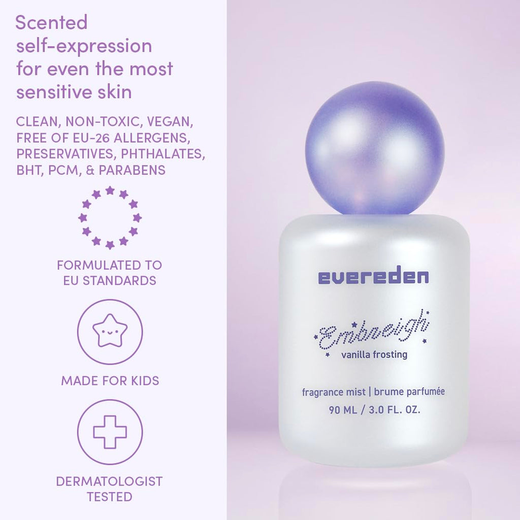 Evereden Fragrance Hair and Body Mist - Darling: Clean and Vegan Collectible Hair and Body Spray for Teen Girls - Amplify Your Self Expression with Iconic Scents in Aesthetic Bottles | Long-Lasting Strawberry, Rose & Vanilla Scent, Aesthetic Bottle, Clean