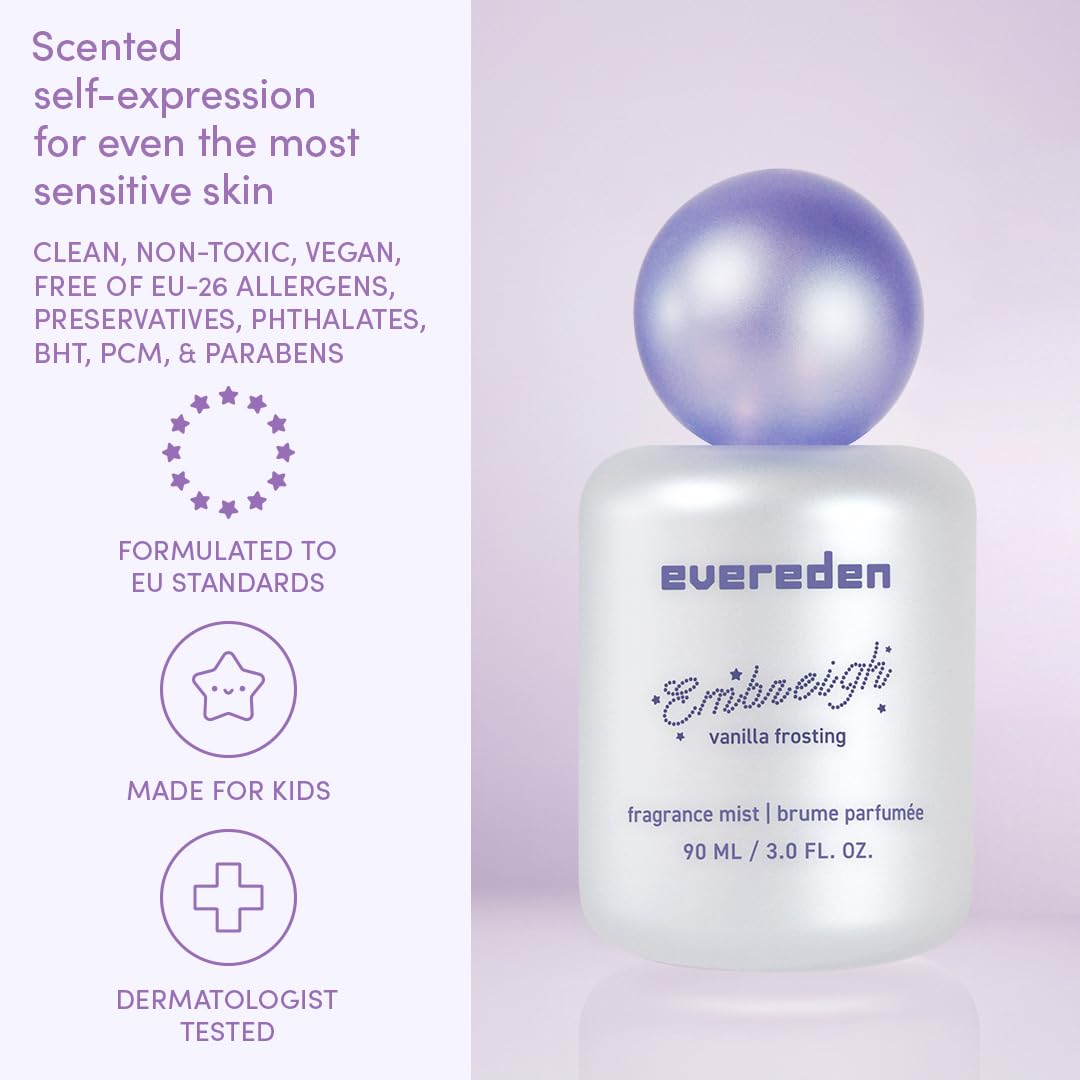 Evereden Fragrance Hair and Body Mist - Darling: Clean and Vegan Collectible Hair and Body Spray for Teen Girls - Amplify Your Self Expression with Iconic Scents in Aesthetic Bottles | Long-Lasting Strawberry, Rose & Vanilla Scent, Aesthetic Bottle, Clean
