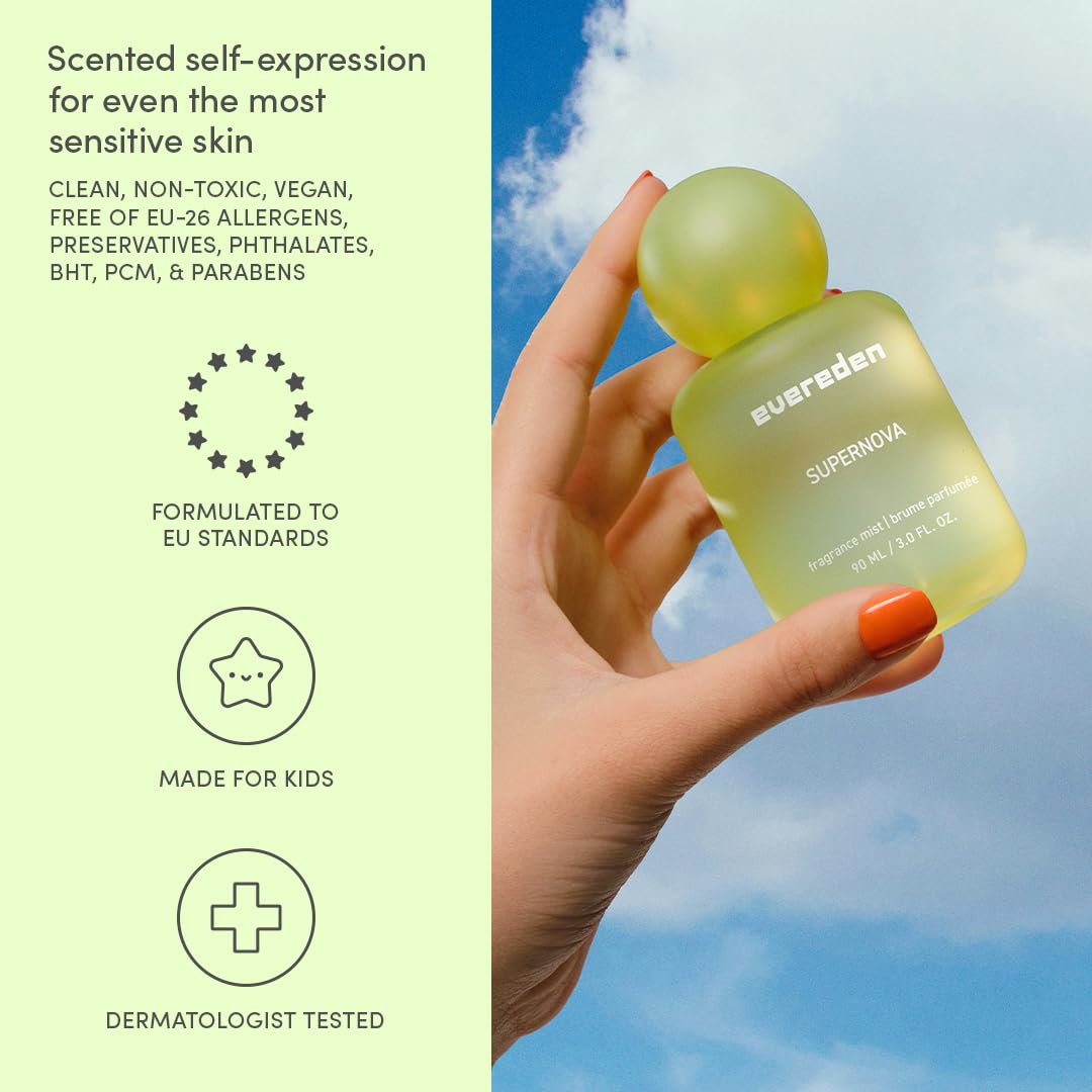 Evereden Fragrance Hair and Body Mist - Darling: Clean and Vegan Collectible Hair and Body Spray for Teen Girls - Amplify Your Self Expression with Iconic Scents in Aesthetic Bottles | Long-Lasting Strawberry, Rose & Vanilla Scent, Aesthetic Bottle, Clean
