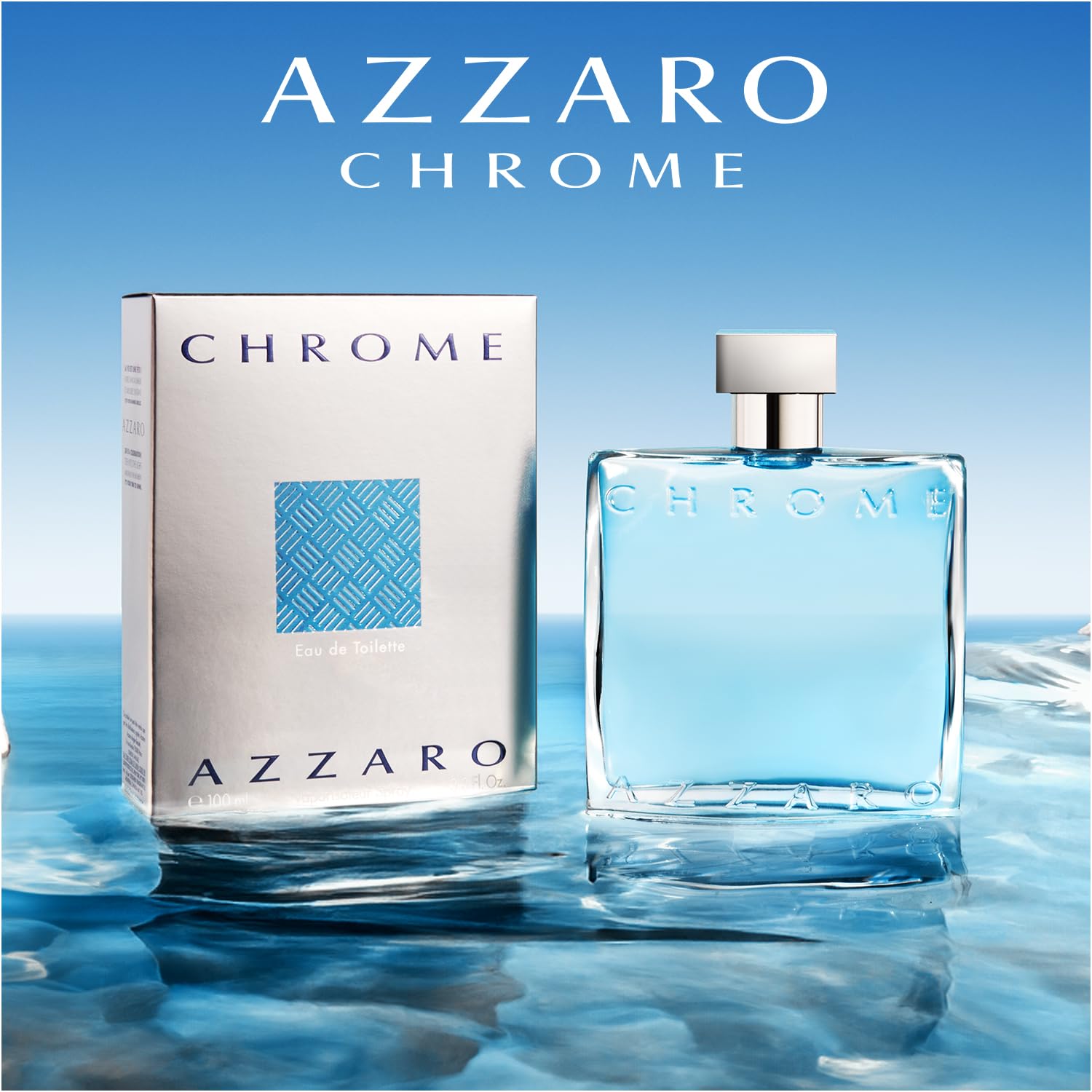 Azzaro Chrome Eau de Toilette - Fresh Aquatic Mens Cologne - Citrus, Woody, Musky Fragrance -Fresh Notes of Bergamot - Everyday Wear - Classic Summer Beach Scent - Luxury Perfumes for Men