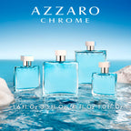 Azzaro Chrome Eau de Toilette - Fresh Aquatic Mens Cologne - Citrus, Woody, Musky Fragrance -Fresh Notes of Bergamot - Everyday Wear - Classic Summer Beach Scent - Luxury Perfumes for Men
