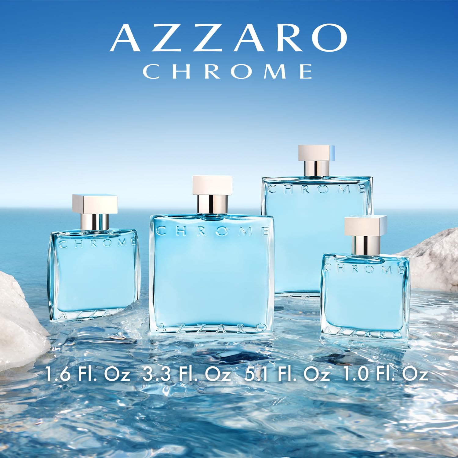 Azzaro Chrome Eau de Toilette - Fresh Aquatic Mens Cologne - Citrus, Woody, Musky Fragrance -Fresh Notes of Bergamot - Everyday Wear - Classic Summer Beach Scent - Luxury Perfumes for Men