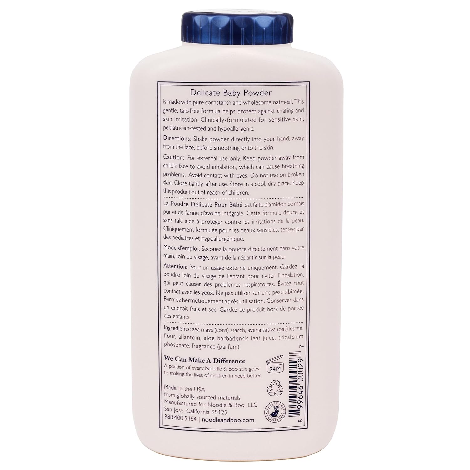 Noodle & Boo Delicate Baby Powder with Pure Cornstarch and Aloe, Talc Free