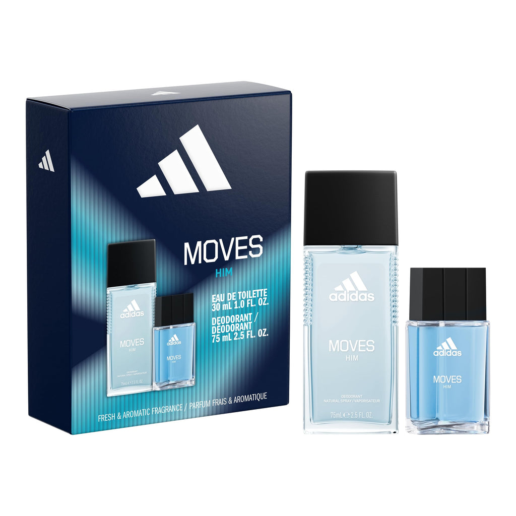 Adidas Moves Him Body Fragrance 2.5 fl oz (Pack of 1) , Notes of Green Apple, Cedarwood, Musk, Men's Fragrance, Long Lasting, Sporty Fragrance, Travel Size