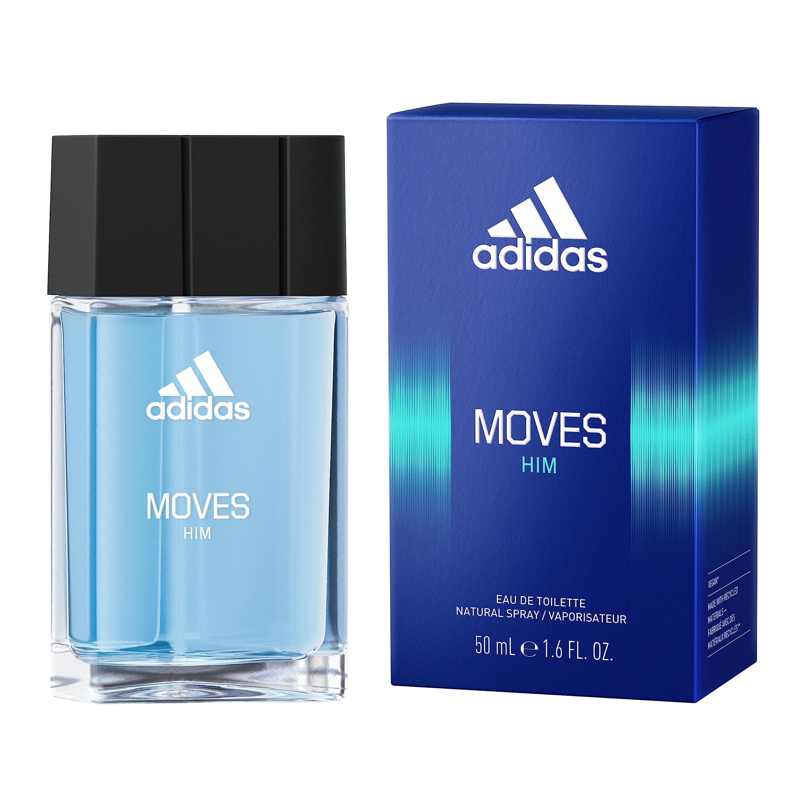 Adidas Moves Him Body Fragrance 2.5 fl oz (Pack of 1) , Notes of Green Apple, Cedarwood, Musk, Men's Fragrance, Long Lasting, Sporty Fragrance, Travel Size