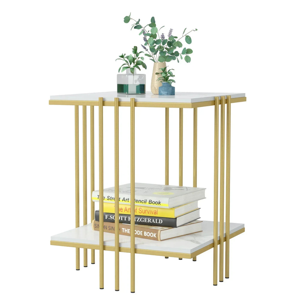 Tea Table End Table Office Coffee Table Square Marble Shelf Small Desk