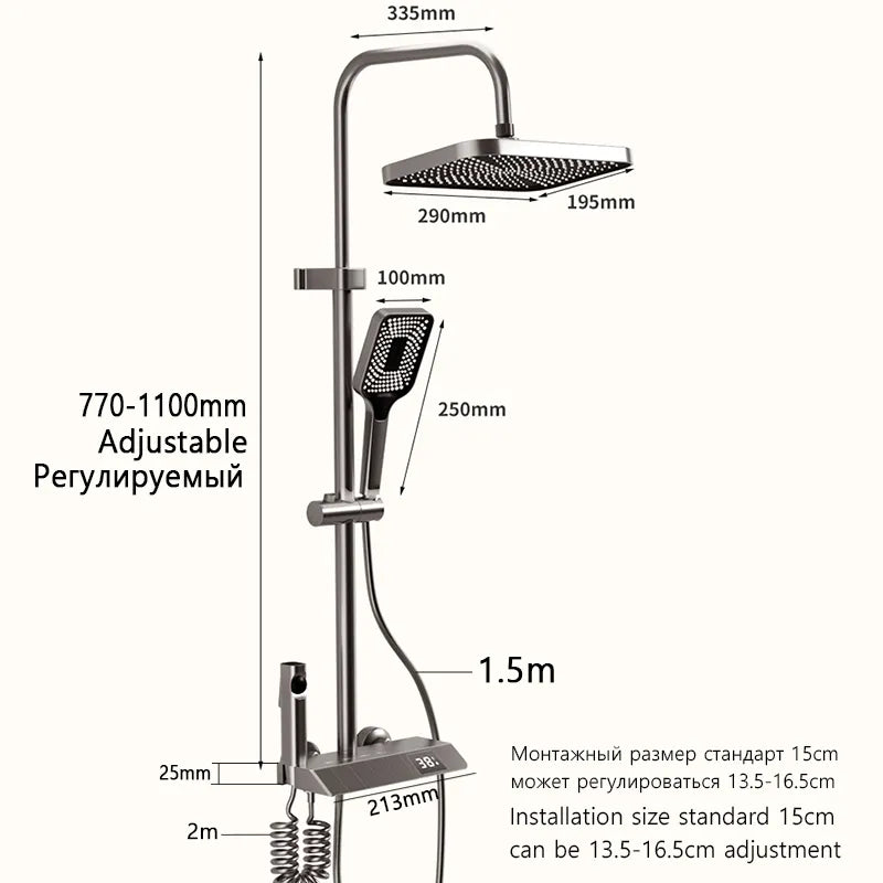 Bathroom Shower Full Set Black White Gray Bathtub Shower System